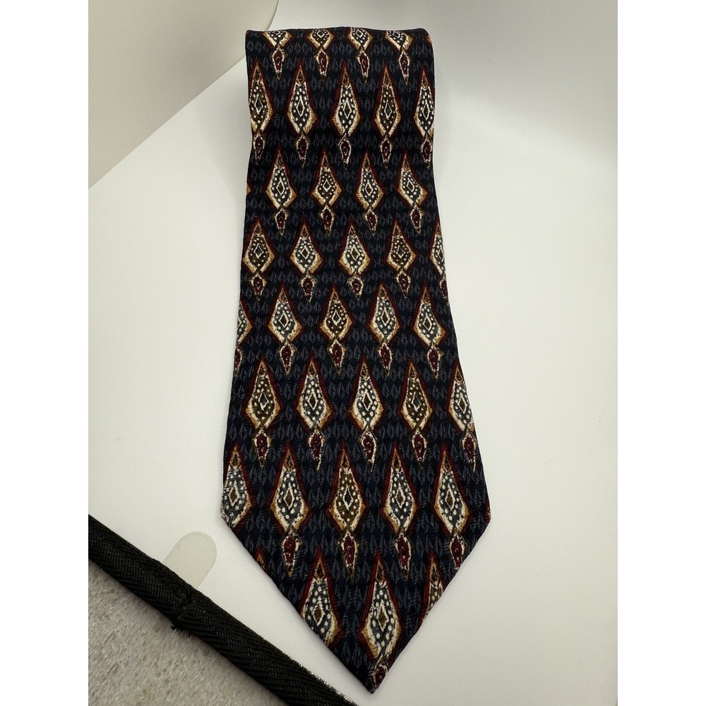 Nordstrom‎ JZ Richards USA Silk Jacquard Tie 4" Wide Geometric Diamond